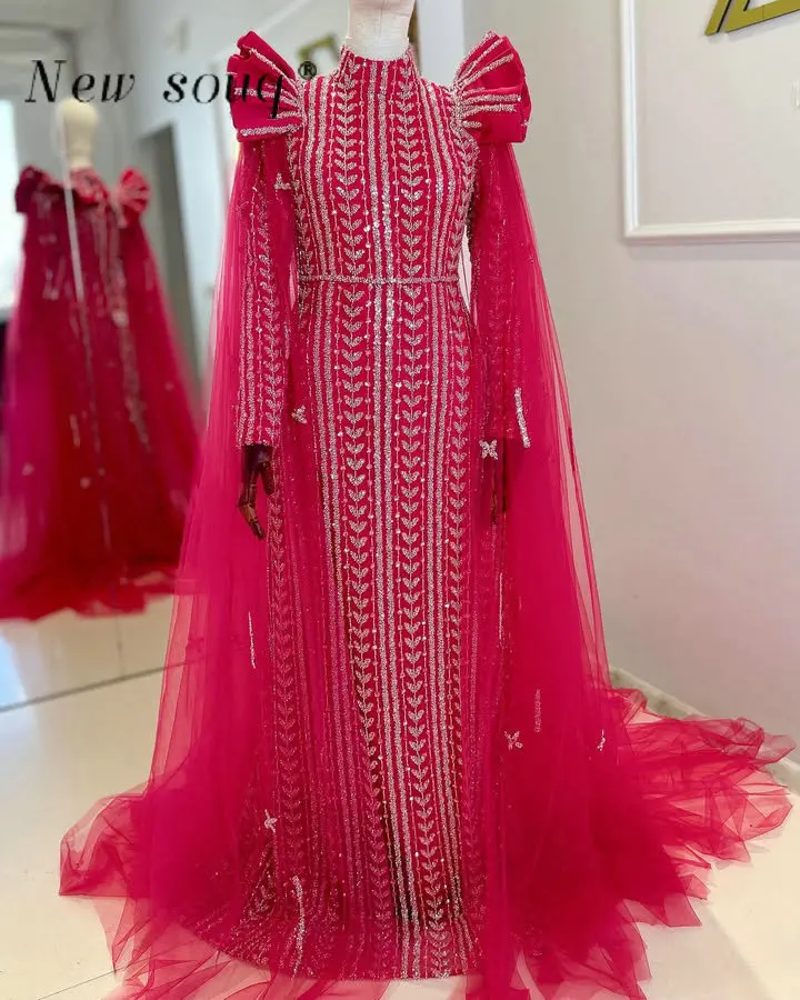 Dubai Hot Pink Beaded Muslim Evening Dresses Customized Islamic Elegant Plus Size Prom Gowns Saudi Arabic Wedding Party Dresses
Dubai Hot Pink Beaded Muslim Evening Dresses Customized Islamic Elegant Plus Size Prom Gowns Saudi Arabic Wedding Party Dresses