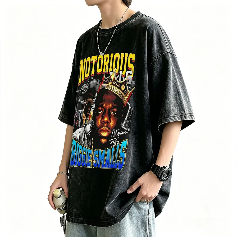 Washed Vintage Rapper The Notorious Big T-shirt Biggie Smalls Print T Shirt Men's Women Hip Hop Oversized Short Sleeve T-shirts
Washed Vintage Rapper The Notorious Big T-shirt Biggie Smalls Print T Shirt Men's Women Hip Hop Oversized Short Sleeve T-shirts