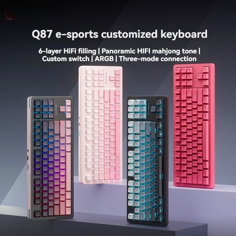 Механическая клавиатура Q87, трехрежимная, индивидуальная, с горячей заменой, RGB 2,4G, беспроводная Bluetooth-клавиатура с прокладкой, игровая и офисная клавиатура
Механическая клавиатура Q87, трехрежимная, индивидуальная, с горячей заменой, RGB 2,4G, беспроводная Bluetooth-клавиатура с прокладкой, игровая и офисная клавиатура