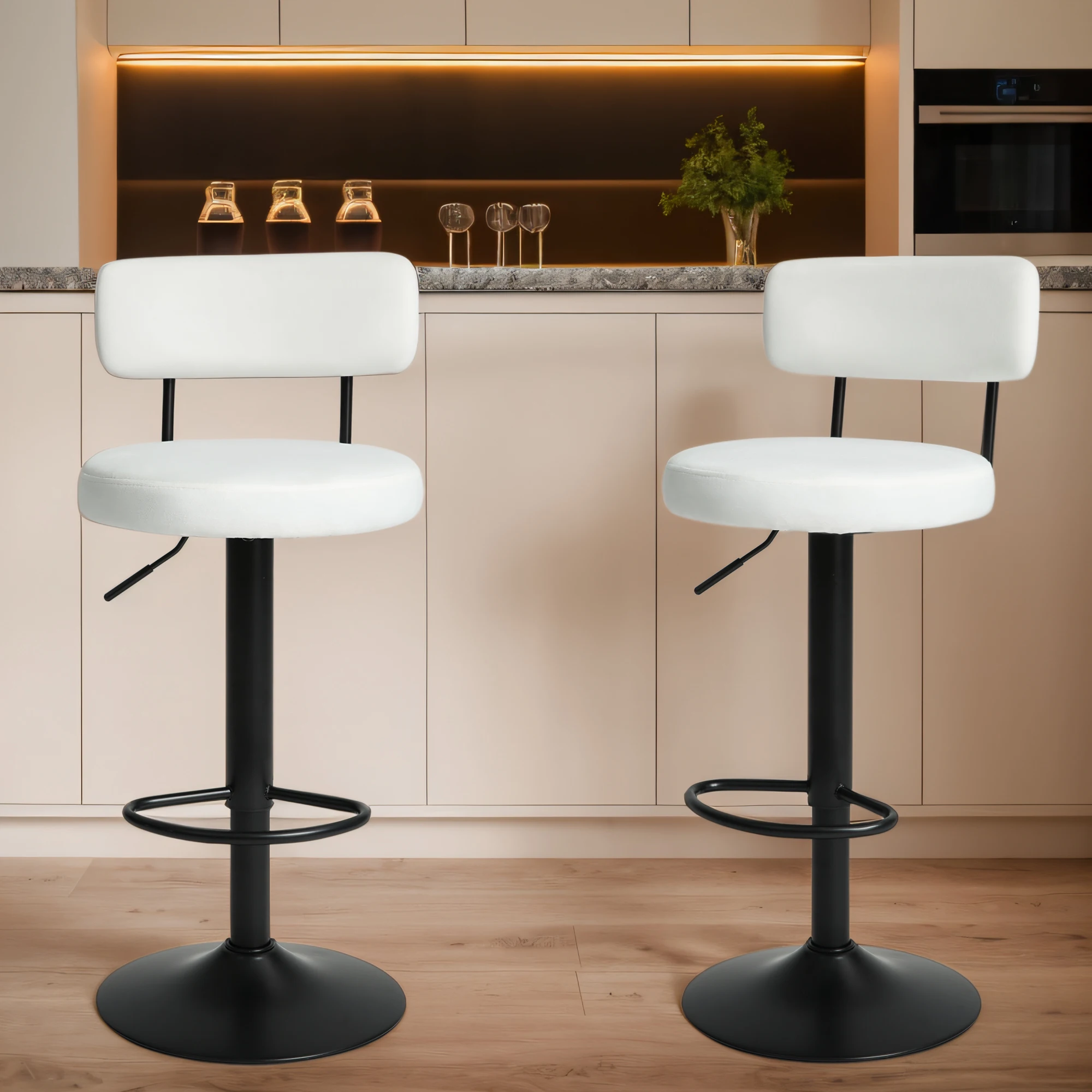 Modern Bar Stools Set of 2,Curved Backrest Upholstered Counter Height Bar Stools,Adjustable Bar Stool 24.5"-30.5",
Modern Bar Stools Set of 2,Curved Backrest Upholstered Counter Height Bar Stools,Adjustable Bar Stool 24.5"-30.5",