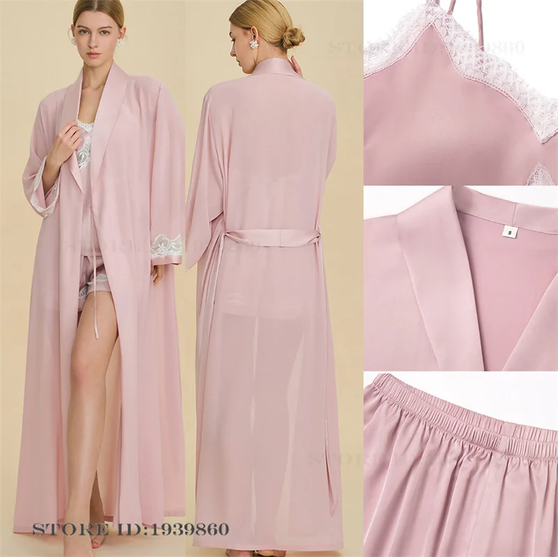 Luxury Elegant Female Long Robe Pajamas Set Sexy Lace Bathrobe Pijamas Suit Lingerie Spring Summer New Rayon Homewear Loungewear
Luxury Elegant Female Long Robe Pajamas Set Sexy Lace Bathrobe Pijamas Suit Lingerie Spring Summer New Rayon Homewear Loungewear