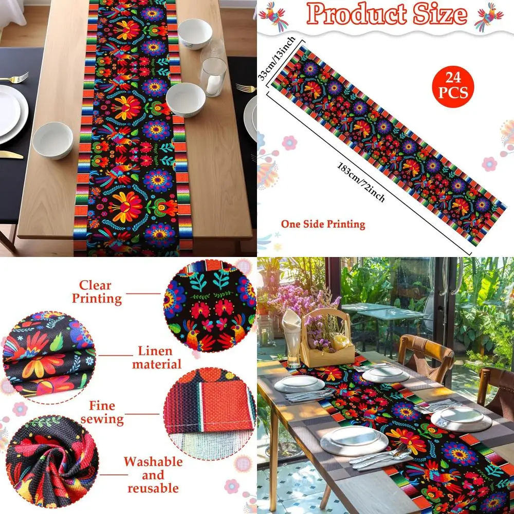 Mexican Fiesta Table Runners 24-Pack, 72x13 Inches, Dia De Los Muertos Kitchen Dining Decor for Day of the Dead
Mexican Fiesta Table Runners 24-Pack, 72x13 Inches, Dia De Los Muertos Kitchen Dining Decor for Day of the Dead