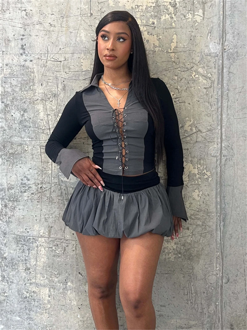 Streetwear 2 Piece Sets Women Outfit Spring Clothing Women 2025 Lace Up Shirt Ball Gown Shorts Skirts Sexy Two Piece Dress Sets
Streetwear 2 Piece Sets Women Outfit Spring Clothing Women 2025 Lace Up Shirt Ball Gown Shorts Skirts Sexy Two Piece Dress Sets