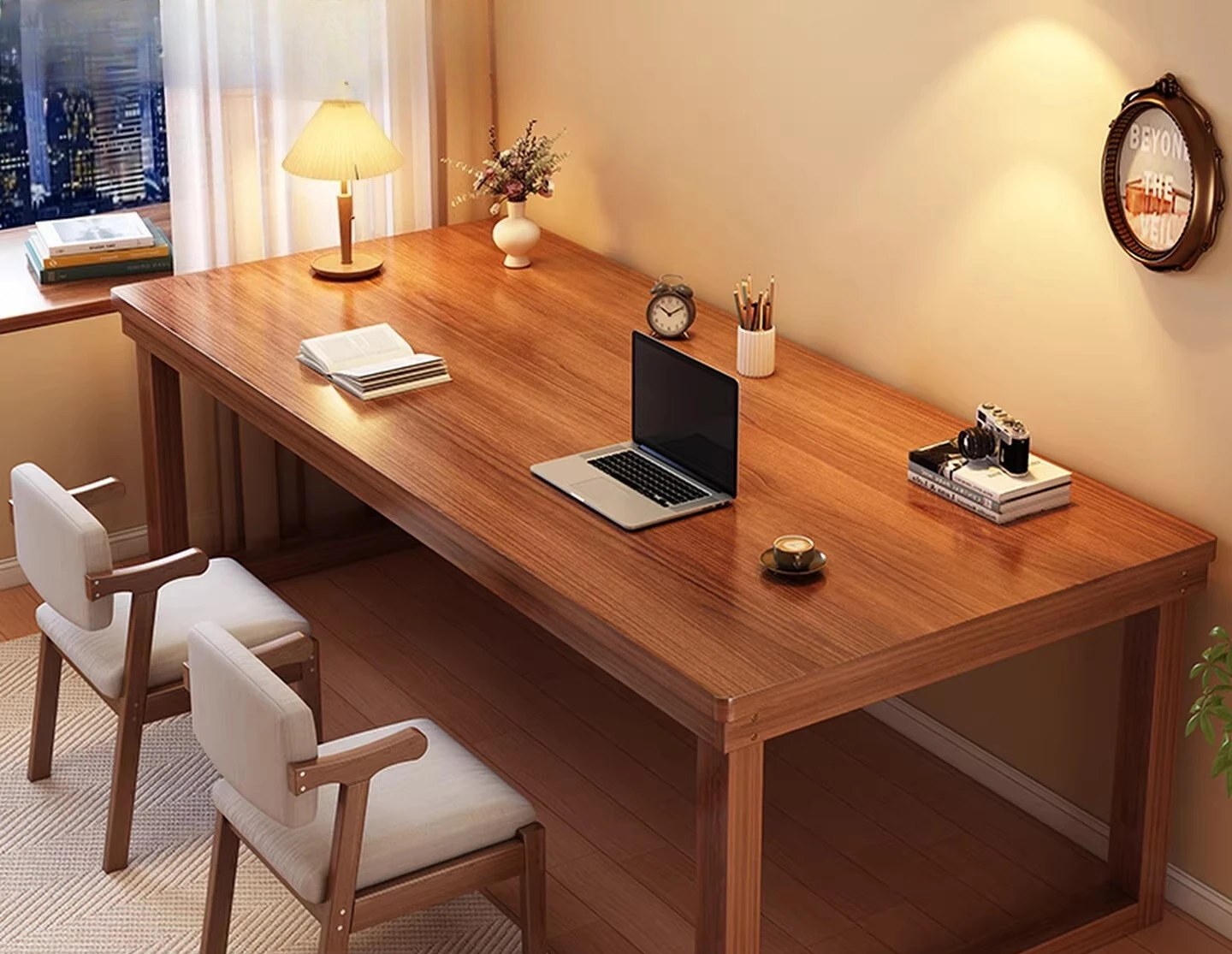 Solid Wood Leg Desk, Household Computer Desk, Double Bedroom Simple Rectangular Workbench, Student Learning Writing Table