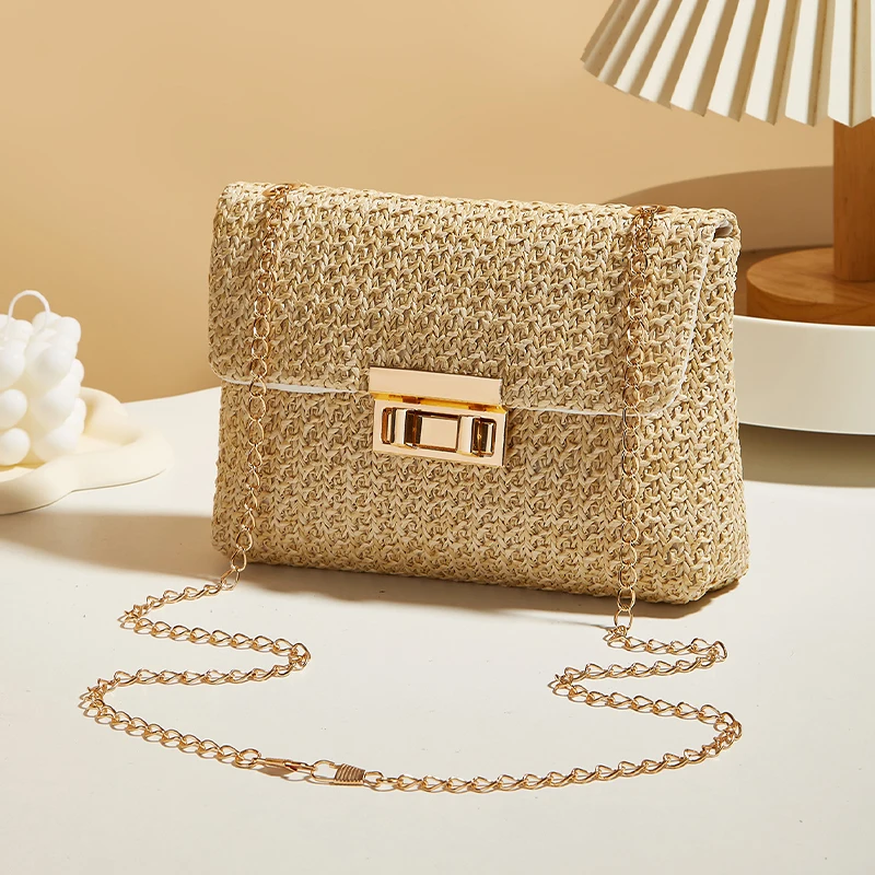 Chic Handwoven Straw Shoulder Bag for Women - Solid Color Crossbody Purse with Secure Lock Closure, Boho Summer Beach Bag
Chic Handwoven Straw Shoulder Bag for Women - Solid Color Crossbody Purse with Secure Lock Closure, Boho Summer Beach Bag