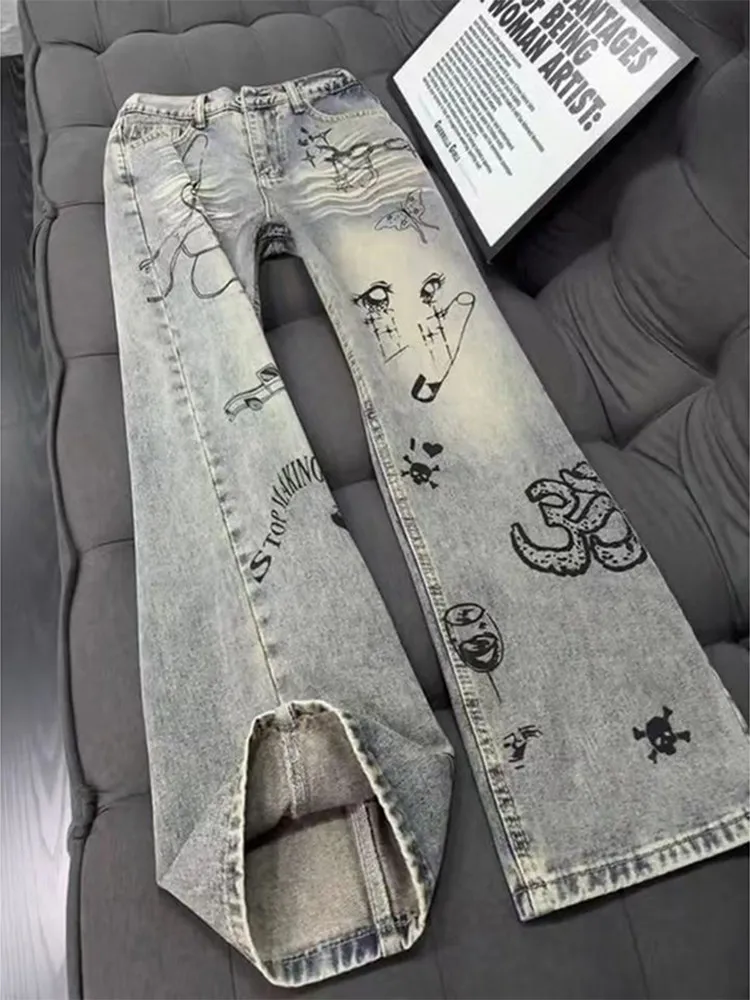 Blue Washed Graffiti Straight Leg Men's Jeans Spring Autumn American High Street Style Slimming Micro Flared Pants
Blue Washed Graffiti Straight Leg Men's Jeans Spring Autumn American High Street Style Slimming Micro Flared Pants
