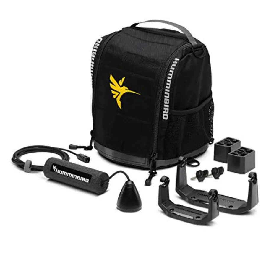Portable ice fishing kit with dual-beam sonar ice transducer, black ABS plastic, real-time depth and fish detection
Portable ice fishing kit with dual-beam sonar ice transducer, black ABS plastic, real-time depth and fish detection