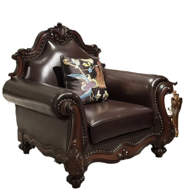 American solid wood sofa villa classical furniture European light luxury leather pure four-person combination
American solid wood sofa villa classical furniture European light luxury leather pure four-person combination