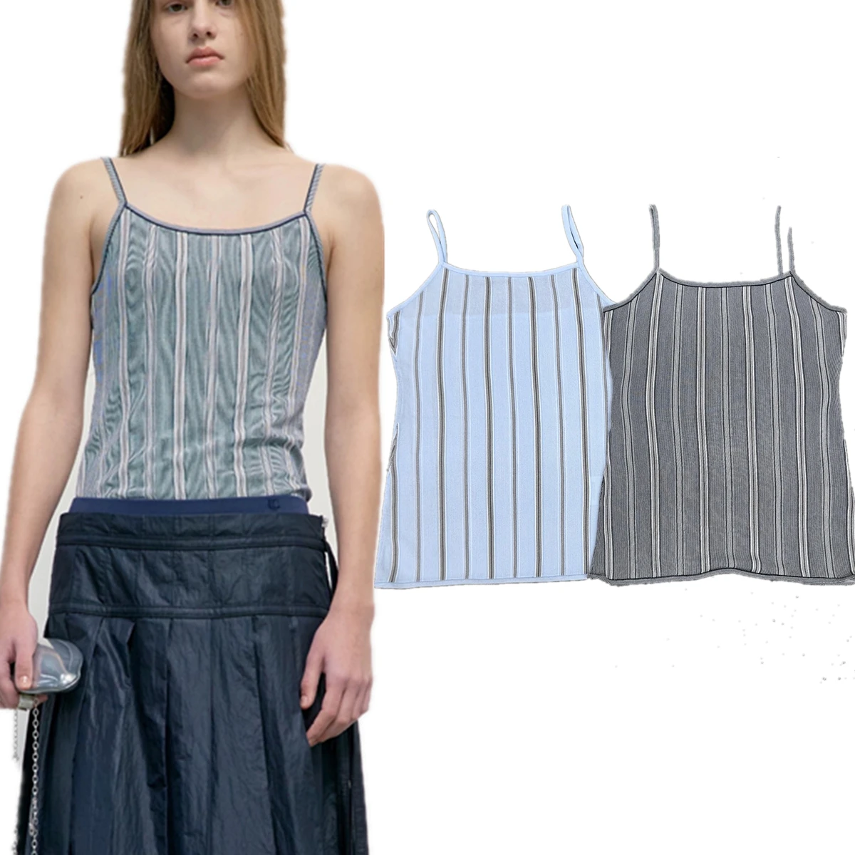 Maxdutti Summer T-shirt Tops Minimalist Retro Slim Vest French Lazy Striped Knitted Suspender T-shirt Women
Maxdutti Summer T-shirt Tops Minimalist Retro Slim Vest French Lazy Striped Knitted Suspender T-shirt Women