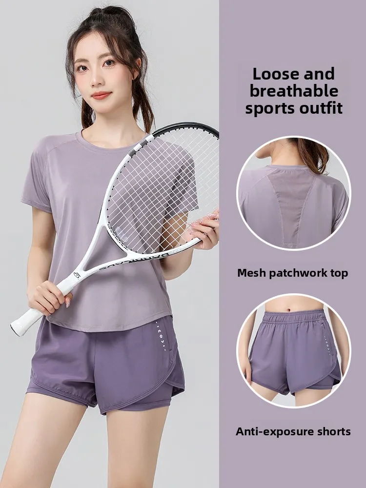 Summer Qui Dry Running Fitn Training Suit Women Loose Morning Run Yoga Clothes ort Sve Sportswear Tee Piece Set
Summer Qui Dry Running Fitn Training Suit Women Loose Morning Run Yoga Clothes ort Sve Sportswear Tee Piece Set