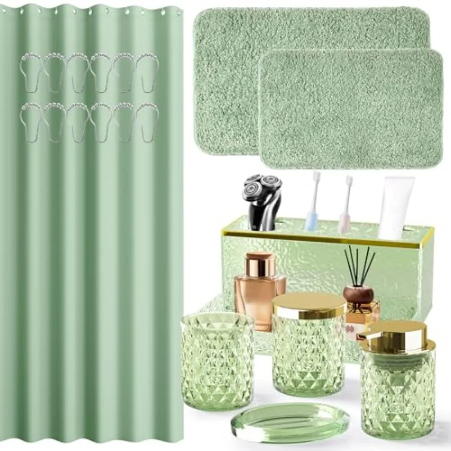 Accessories - 20PCS Glass with Shower Curtain and Rugs Soap Dish Cup Qtip Jar Toothbrush Holder Stylish and Functional Bath Dec
Accessories - 20PCS Glass with Shower Curtain and Rugs Soap Dish Cup Qtip Jar Toothbrush Holder Stylish and Functional Bath Dec