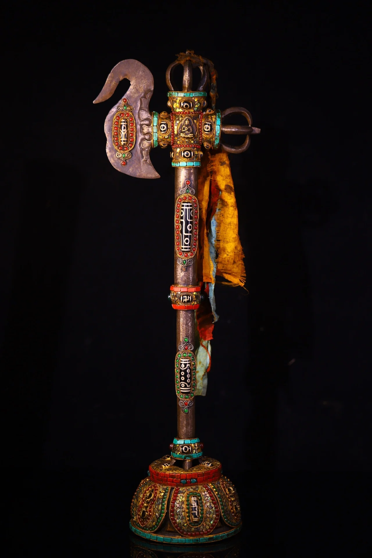 22"Tibetan Temple Collection Old Tiantie Painted Mosaic Gem gZi Beads Turquoise Sakyamuni Buddha Axe shaped Vajra Phurpa Amulet
22"Tibetan Temple Collection Old Tiantie Painted Mosaic Gem gZi Beads Turquoise Sakyamuni Buddha Axe shaped Vajra Phurpa Amulet
