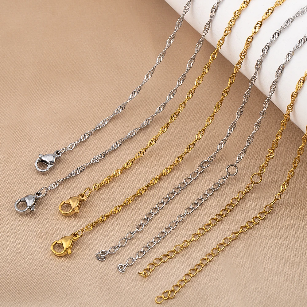 1Pc Stainless Steel Water Wave Link Chain with Lobster Clasp Necklace Extended chain For Men Women Jewelry Accessories Findings
1Pc Stainless Steel Water Wave Link Chain with Lobster Clasp Necklace Extended chain For Men Women Jewelry Accessories Findings