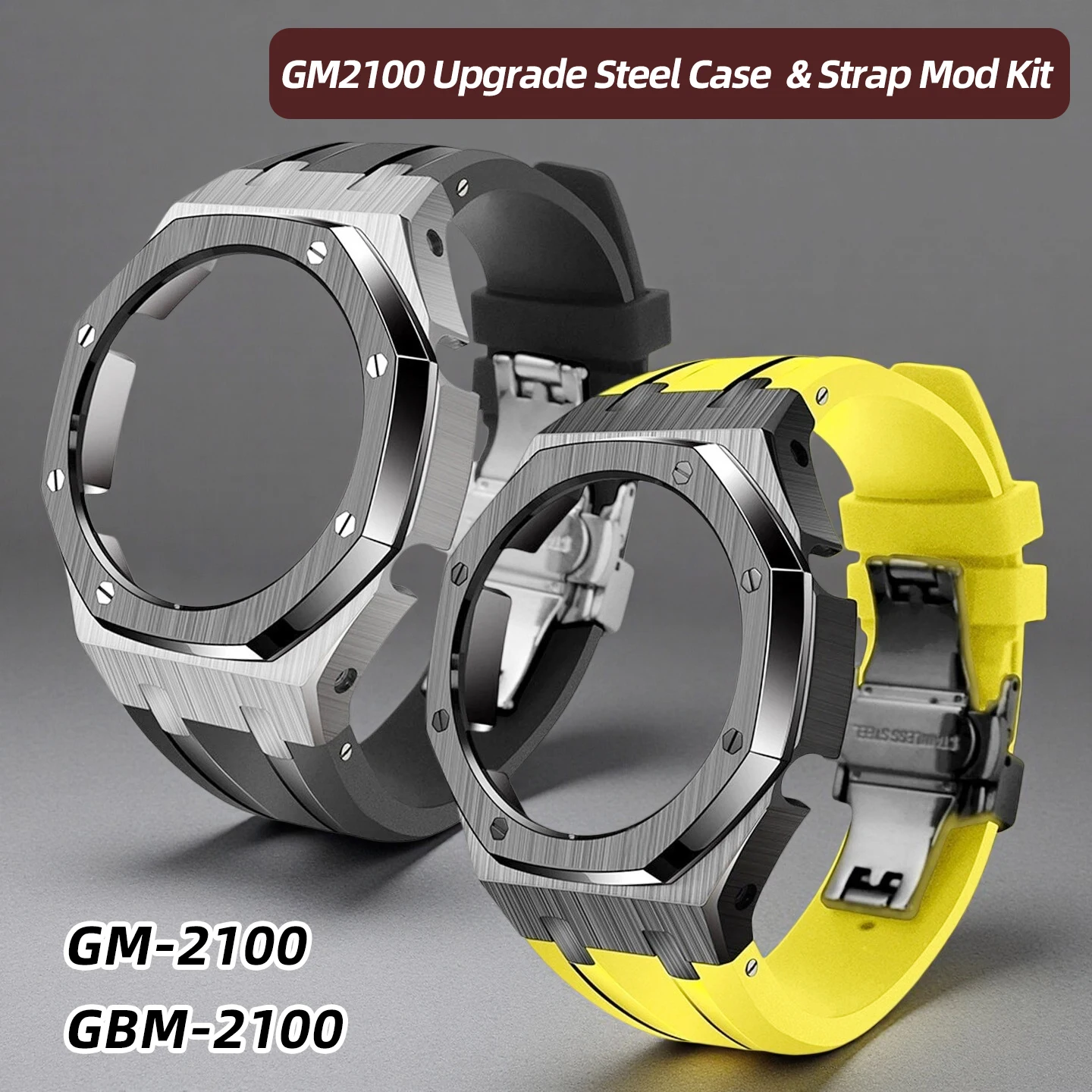 Metal Bezel Steel Case & Fluororubber Strap Mod Kit Upgrade Replacement Parts For Casio GM‑2100 GBM‑2100 series Modified men's
Metal Bezel Steel Case & Fluororubber Strap Mod Kit Upgrade Replacement Parts For Casio GM‑2100 GBM‑2100 series Modified men's
