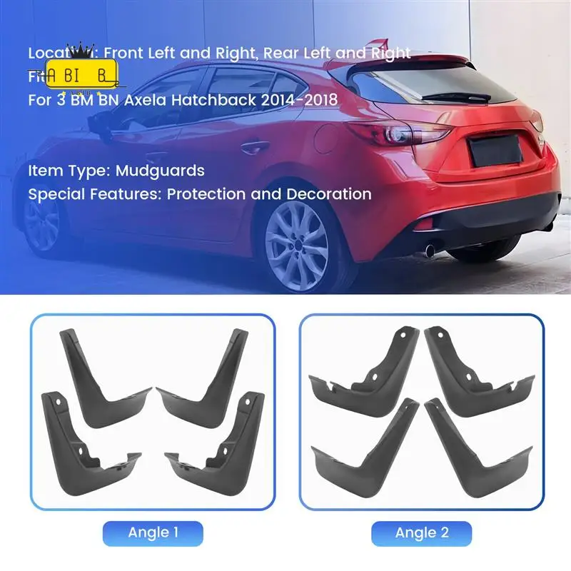 ABIB -4Pcs Car Mud Flaps For Mazda 3 BM BN Axela Hatchback 2014-2018 Mudguards Fender Mud Guard Flap Splash Flaps Accessories
ABIB -4Pcs Car Mud Flaps For Mazda 3 BM BN Axela Hatchback 2014-2018 Mudguards Fender Mud Guard Flap Splash Flaps Accessories