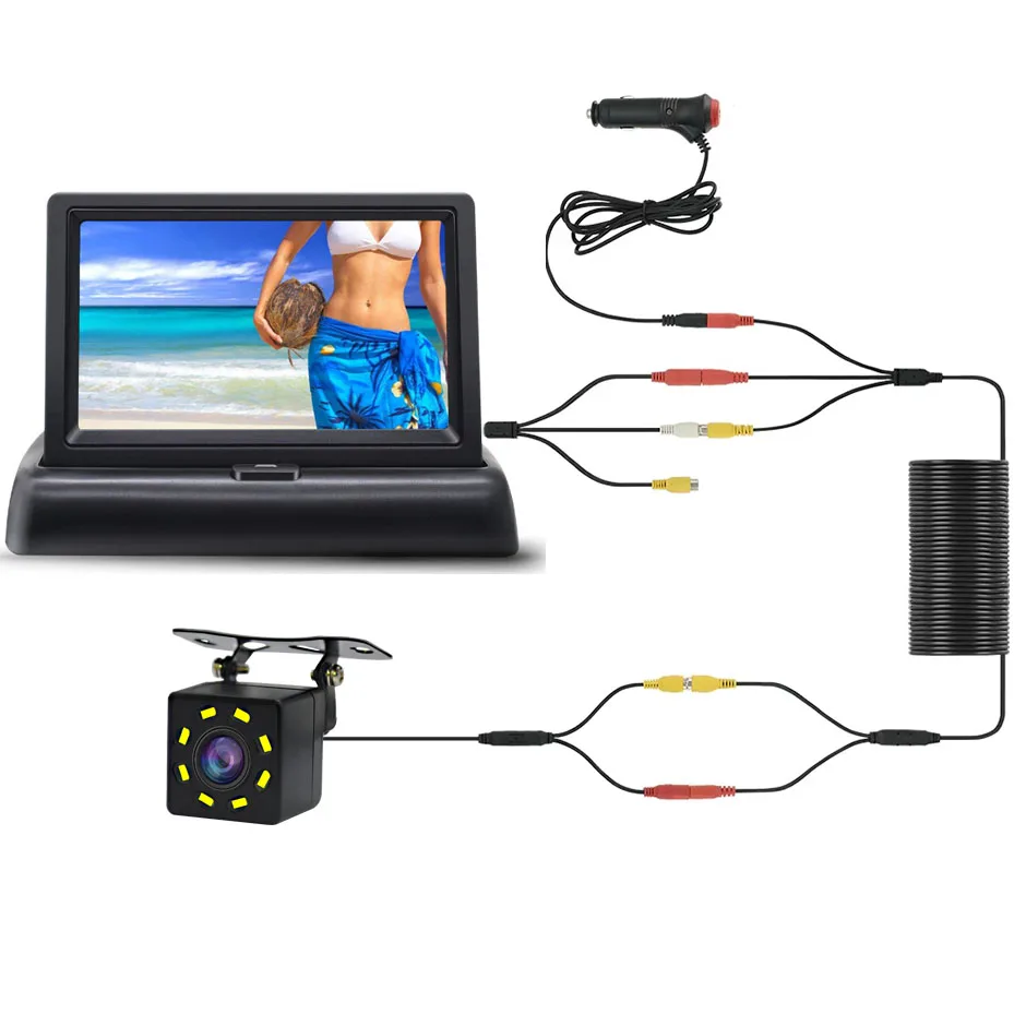 4.3 TFT LCD HD Screen Folding Car Monitor with Rear View Camera 8 LED Backup for Vehicle Parking Easy Installation
4.3 TFT LCD HD Screen Folding Car Monitor with Rear View Camera 8 LED Backup for Vehicle Parking Easy Installation