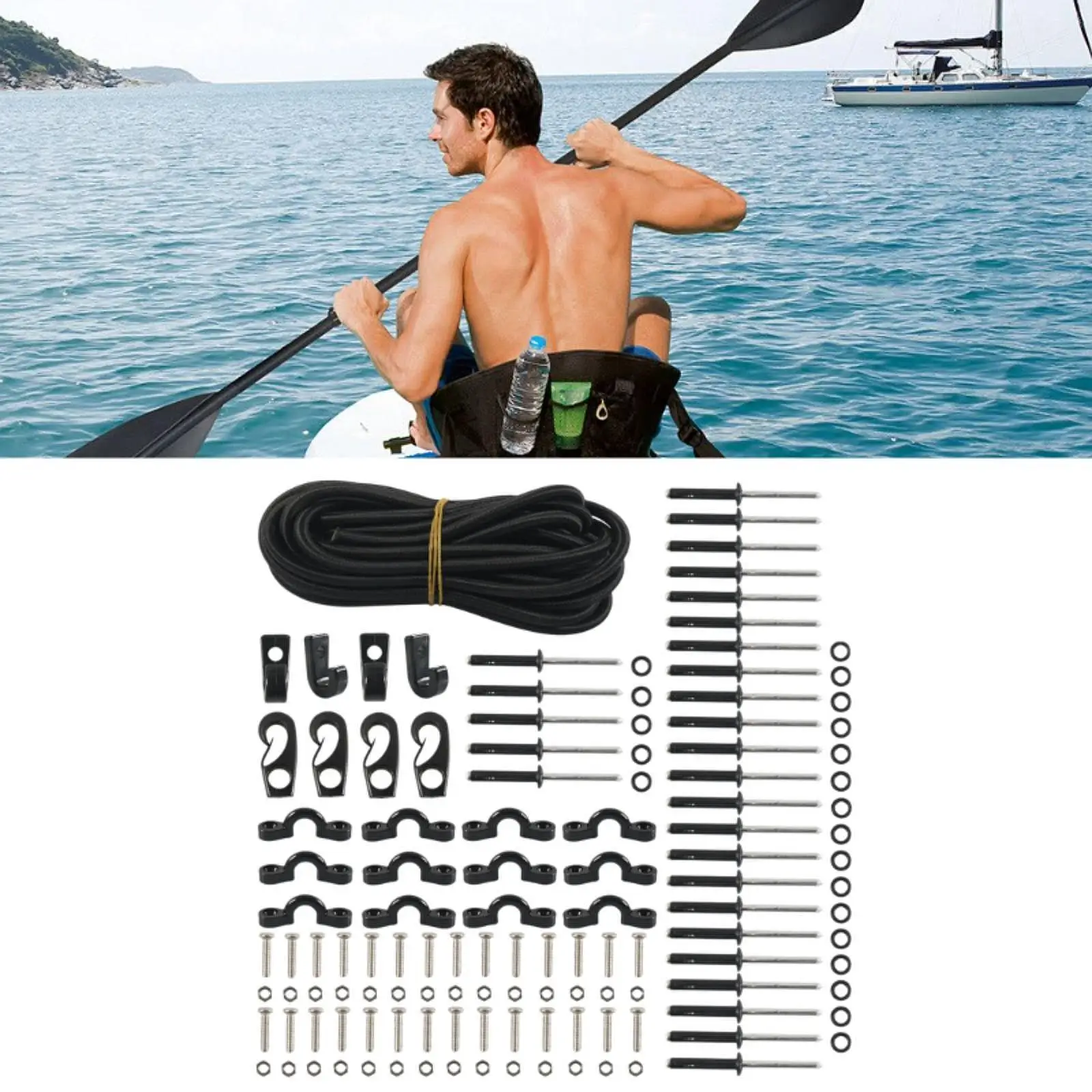 Heavy Duty Deck Rigging Cord Bungee Kit Waterproof Screws Eyelets Hooks for Kayaks Canoes Boat Accessories
Heavy Duty Deck Rigging Cord Bungee Kit Waterproof Screws Eyelets Hooks for Kayaks Canoes Boat Accessories