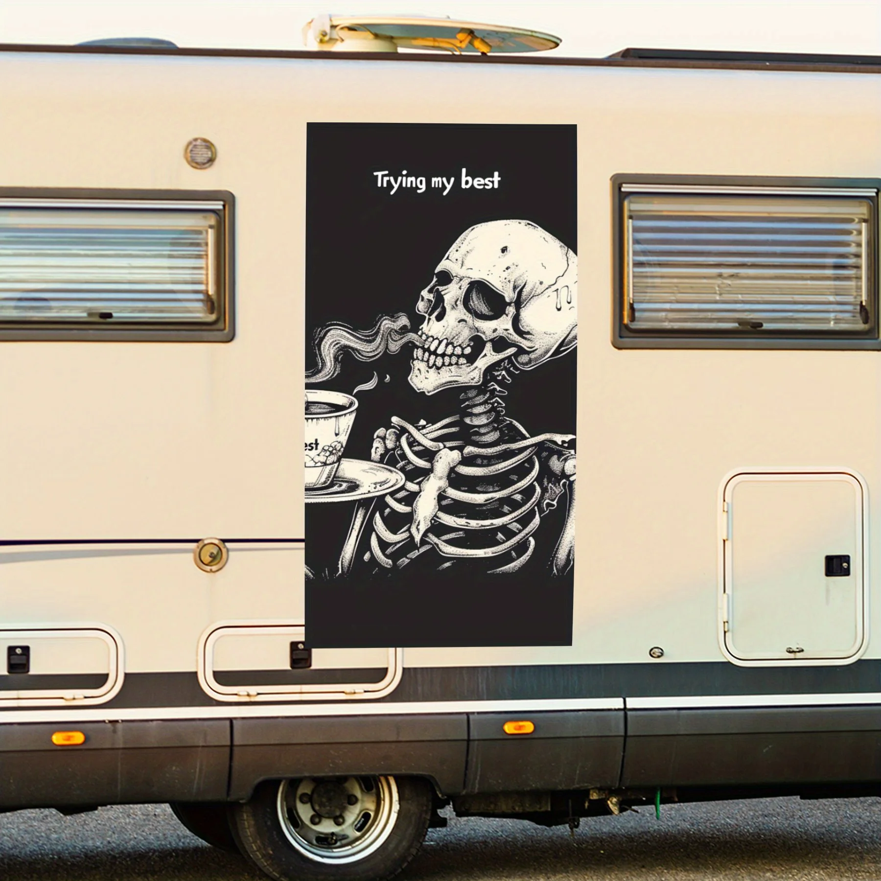 Skull Coffee Motto Vinyl Decal for Motorhome Car Door, Waterproof Self-Adhesive Vinyl Stickers, Decoration Protection Automotive
Skull Coffee Motto Vinyl Decal for Motorhome Car Door, Waterproof Self-Adhesive Vinyl Stickers, Decoration Protection Automotive