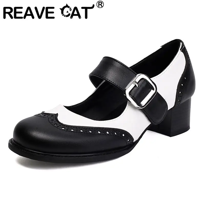 REAVE CAT 2025 Женские туфли Мэри Джейнс с круглым носком на блочном каблуке 4,3 см с пряжкой и ремешком Разноцветные большие размеры 41 42 43 Милые повседневные туфли
REAVE CAT 2025 Женские туфли Мэри Джейнс с круглым носком на блочном каблуке 4,3 см с пряжкой и ремешком Разноцветные большие размеры 41 42 43 Милые повседневные туфли