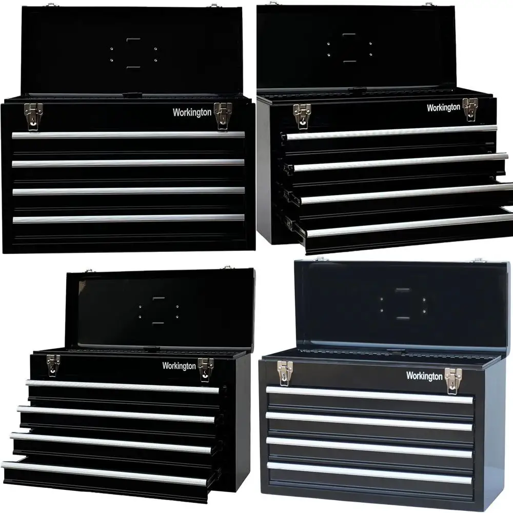 Металлический ящик для инструментов на 4 ящика с шарикоподшипниковыми направляющими, черный стальной органайзер для хранения 4004
Металлический ящик для инструментов на 4 ящика с шарикоподшипниковыми направляющими, черный стальной органайзер для хранения 4004