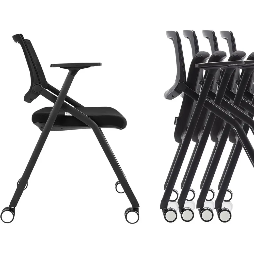 Складные стулья для конференц-залов на колесиках с эргономичной сетчатой спинкой и подлокотниками для совещаний, тренингов и домашнего офиса
Складные стулья для конференц-залов на колесиках с эргономичной сетчатой спинкой и подлокотниками для совещаний, тренингов и домашнего офиса