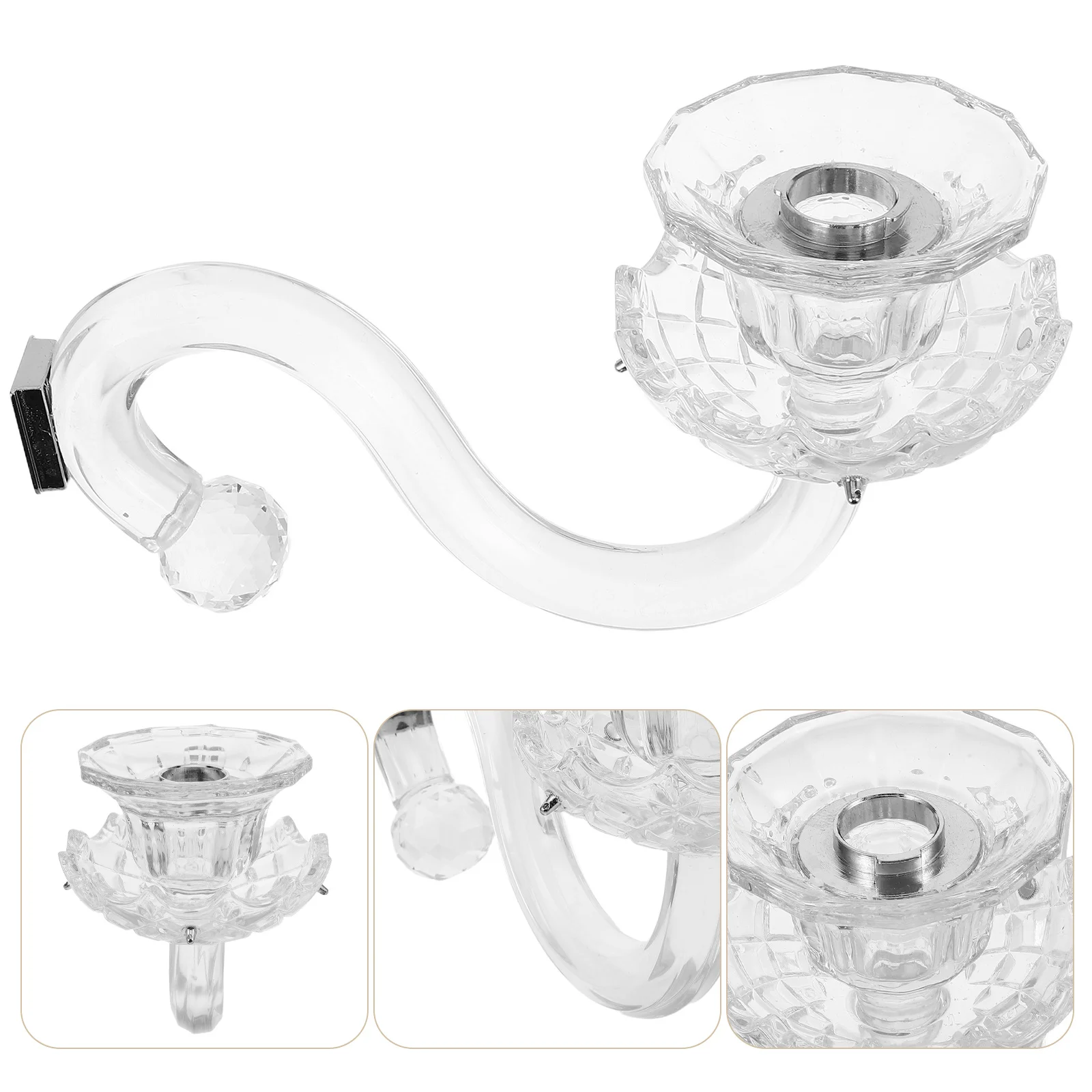 Candelabra Arm with Crystal Accents Holder for Taper Candles Accessory Replacement Glass Holders
Candelabra Arm with Crystal Accents Holder for Taper Candles Accessory Replacement Glass Holders