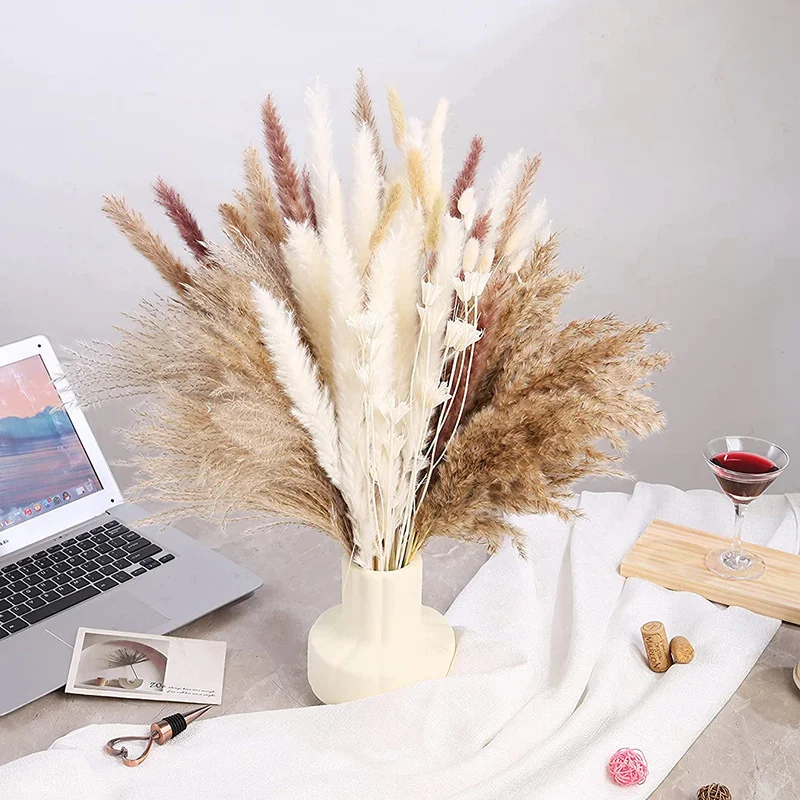 100pcs Pampas Grass Bouquet Real Natural Pompous Grass Dried Flowers Bouquet for Arrangements Boho Home Wedding Party DIY Decor
100pcs Pampas Grass Bouquet Real Natural Pompous Grass Dried Flowers Bouquet for Arrangements Boho Home Wedding Party DIY Decor