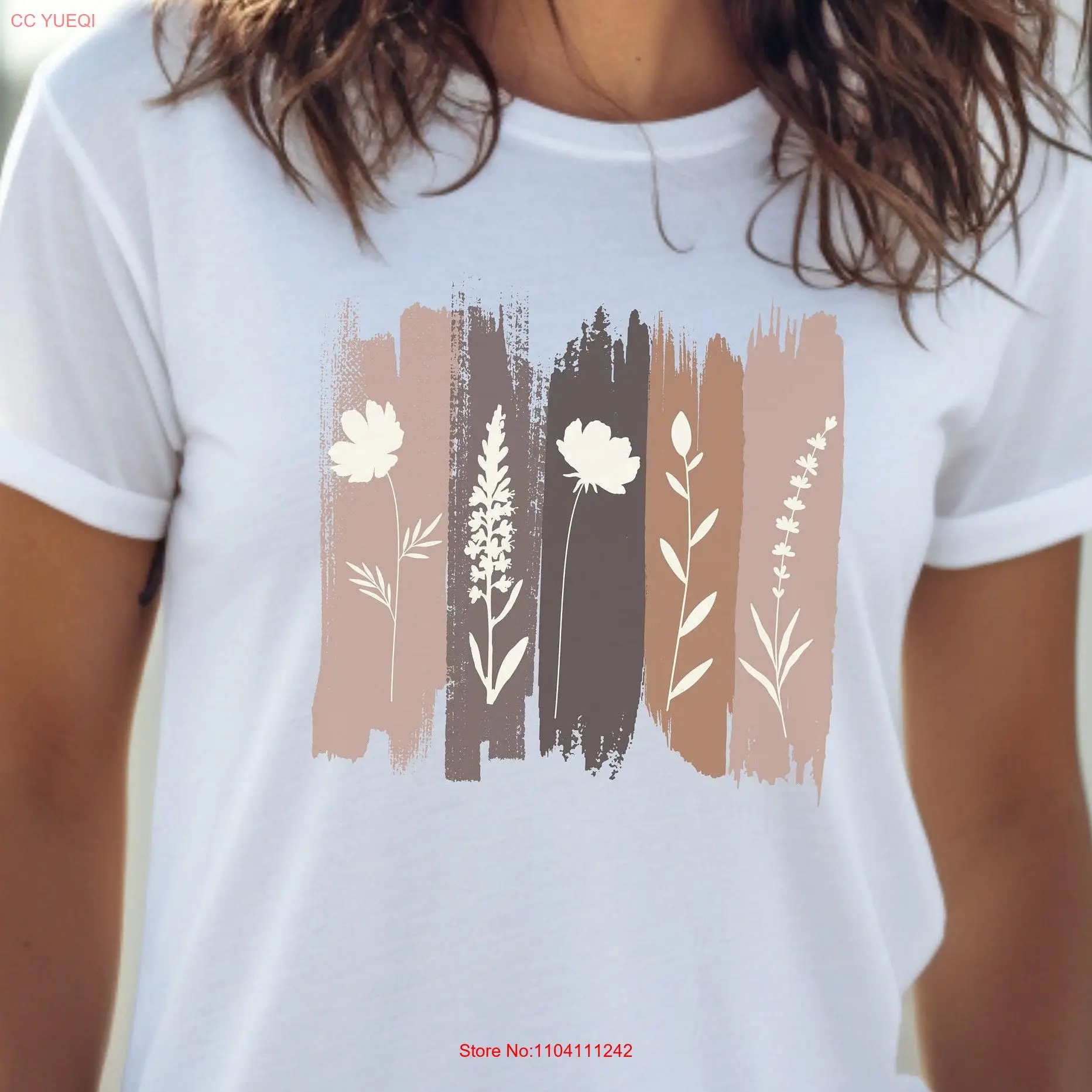 Earthtone Brushstroke Floral T Shirt Gardener Flower Silhouette Botanical Top Stem Clothing Nature long or short sleeves
Earthtone Brushstroke Floral T Shirt Gardener Flower Silhouette Botanical Top Stem Clothing Nature long or short sleeves