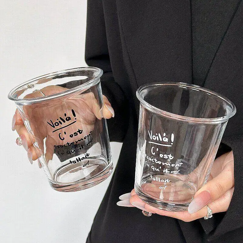 Glass Coffee Cup Americano Iced Letter Design Milk Drink Beverage Wine Glass High Aesthetic Value Single Layer round Shape Cup
Glass Coffee Cup Americano Iced Letter Design Milk Drink Beverage Wine Glass High Aesthetic Value Single Layer round Shape Cup
