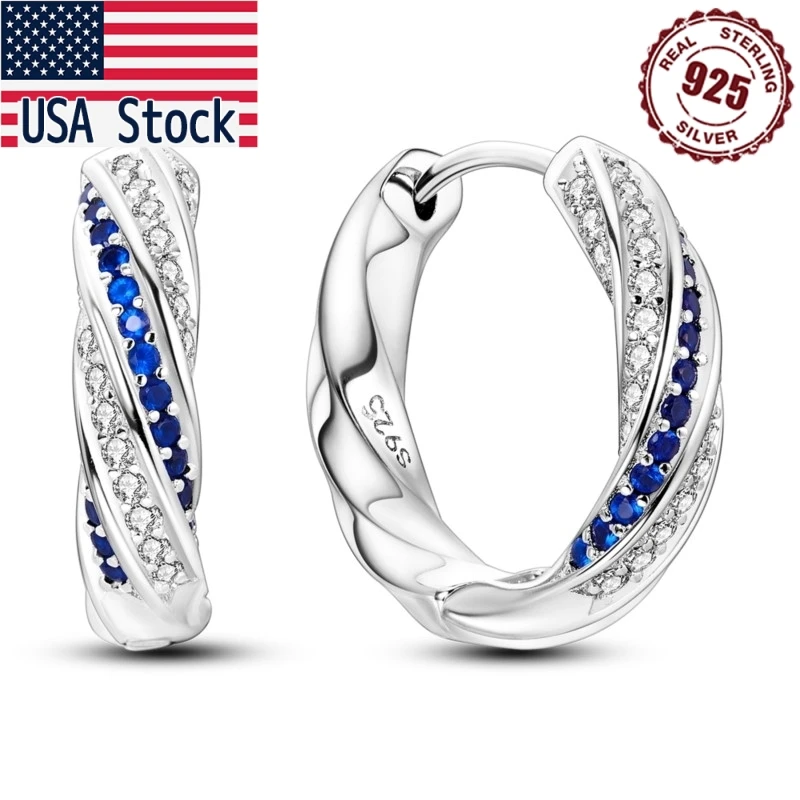 MISEFF 2025 925 Sterling Silver Simple Blue white distortion Hoop Earrings For Wedding Party Birthday Gift Silver Jewelry 
MISEFF 2025 925 Sterling Silver Simple Blue white distortion Hoop Earrings For Wedding Party Birthday Gift Silver Jewelry