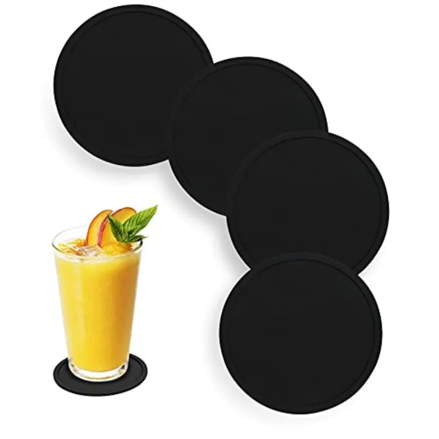 Anti-Slip Reusable Drink Coasters Set - Non Slip Silicone Coasters Protect Desk from Heat and Scratch Damage 4 Pack, Black
Anti-Slip Reusable Drink Coasters Set - Non Slip Silicone Coasters Protect Desk from Heat and Scratch Damage 4 Pack, Black