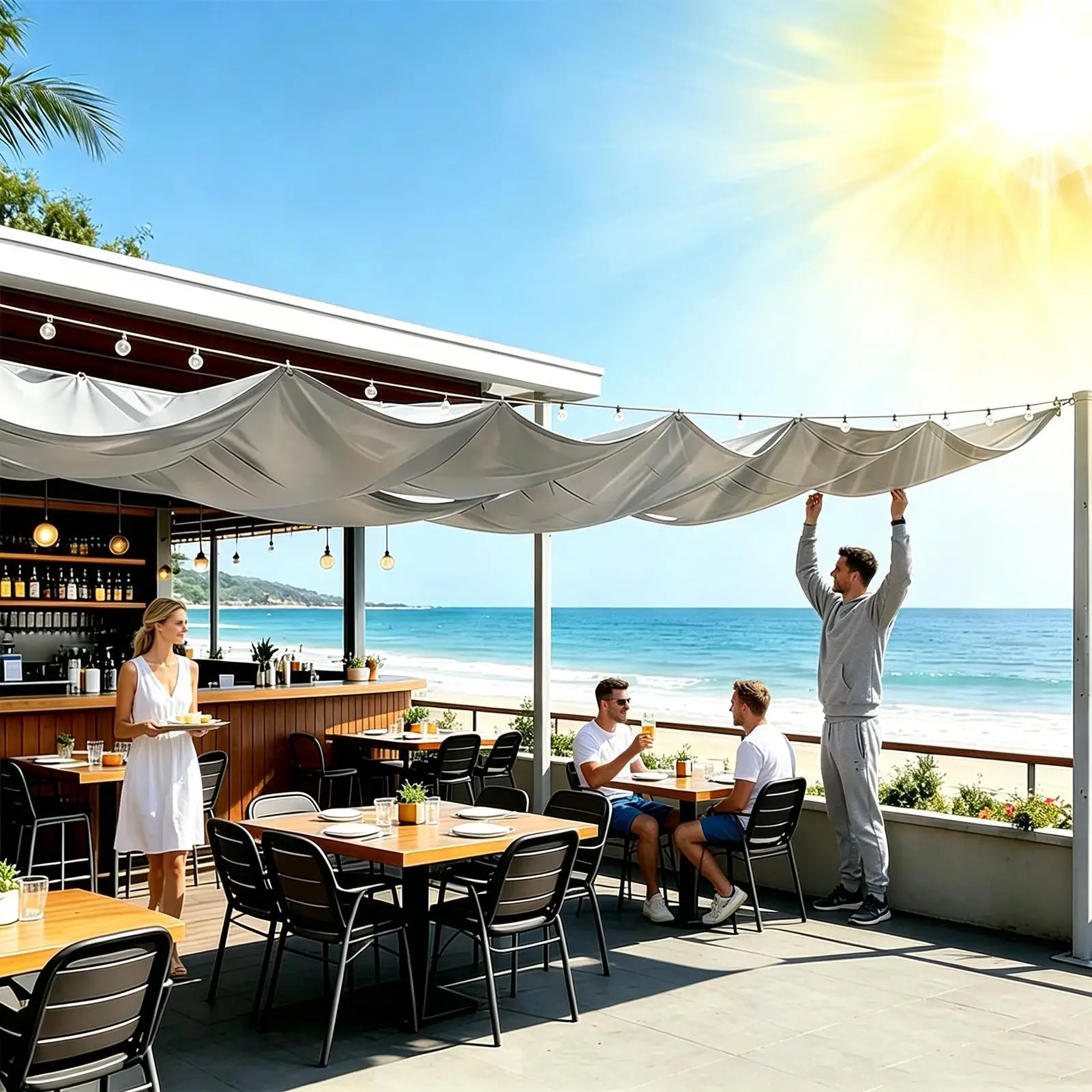 Sun Shade Sail Heavy Duty Waterproof Retractable UV Protection Canopy With Wavy Design Patio Sail Shade For Outdoor Beach Porch
Sun Shade Sail Heavy Duty Waterproof Retractable UV Protection Canopy With Wavy Design Patio Sail Shade For Outdoor Beach Porch