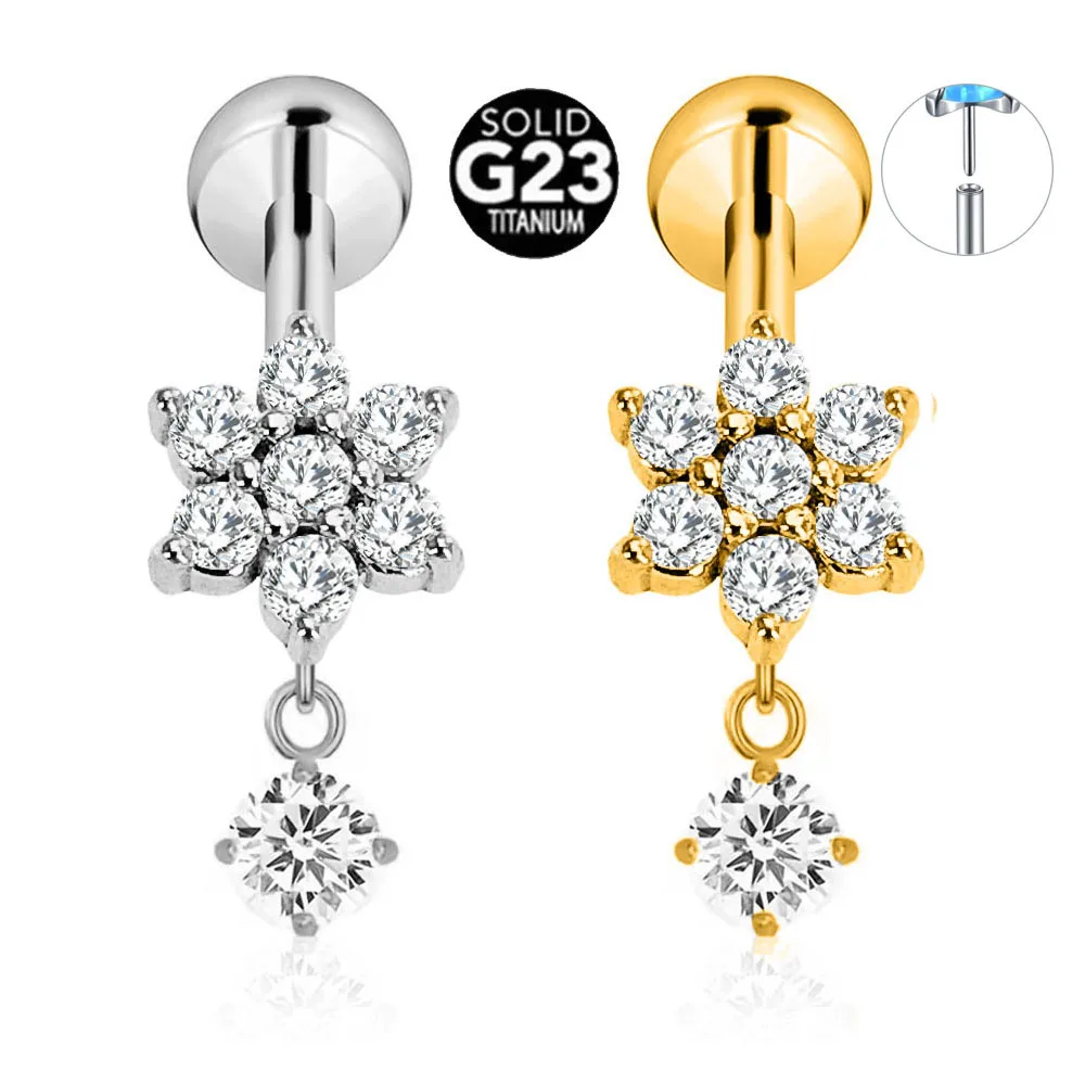 ASTM F136 G23 Titanium Flower Petals Drop Labret Threadless Piercing Pin Push in Lip Stud Daith Conch Earring 16G 18G 20G
ASTM F136 G23 Titanium Flower Petals Drop Labret Threadless Piercing Pin Push in Lip Stud Daith Conch Earring 16G 18G 20G