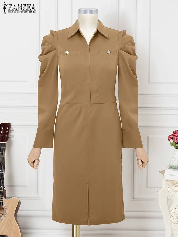 ZANZEA Elegant Office Work Dress Women Fashion Sundress 2025 Casual Long Sleeve Belt Knee-Length Vestido Autumn Solid Robe
ZANZEA Elegant Office Work Dress Women Fashion Sundress 2025 Casual Long Sleeve Belt Knee-Length Vestido Autumn Solid Robe