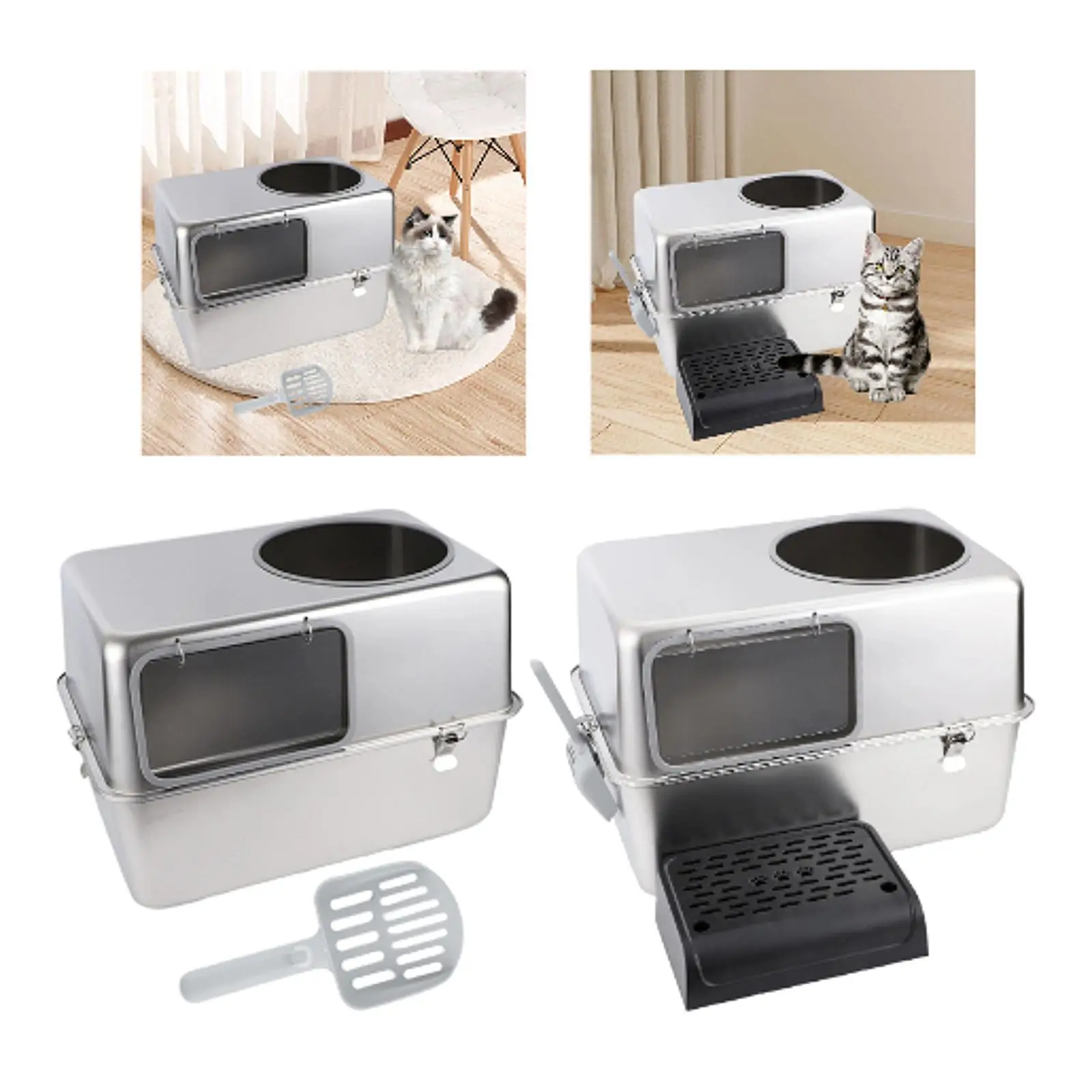 Hooded Cat Litter Box with Lid Hooded Kitty Litter Tray for Indoor Cats Reusable with Front Door Covered Cat Toilet Sandbox
Hooded Cat Litter Box with Lid Hooded Kitty Litter Tray for Indoor Cats Reusable with Front Door Covered Cat Toilet Sandbox