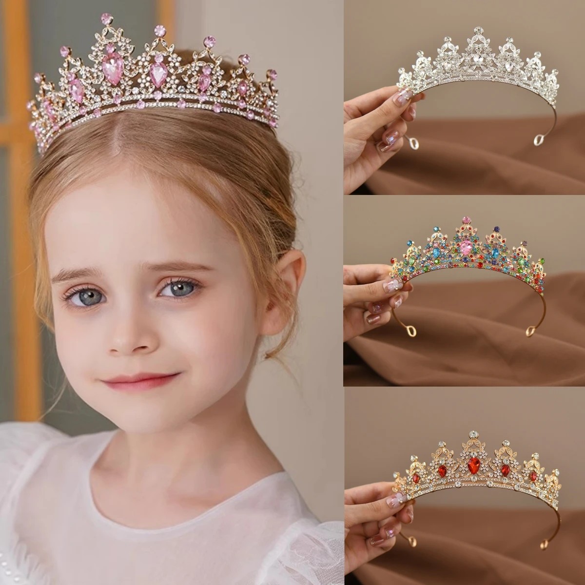 New Children's Princess Crown Crystal Tiara Hair Accessories For Girls Pink Crystal Tiara Dance Performance Birthday Gift Crown
New Children's Princess Crown Crystal Tiara Hair Accessories For Girls Pink Crystal Tiara Dance Performance Birthday Gift Crown