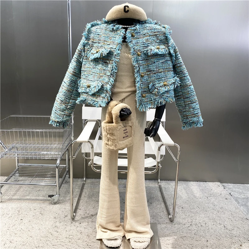 New 2021 Vintage Round Neck Mixed Thread Tassel Single Breasted Jacket With Cotton Loose Long Sleeve Tweed Celebrity Coat
New 2021 Vintage Round Neck Mixed Thread Tassel Single Breasted Jacket With Cotton Loose Long Sleeve Tweed Celebrity Coat