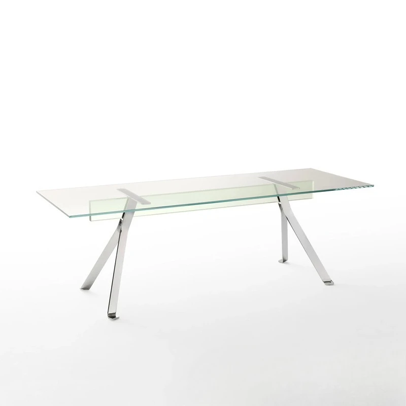 Stainless steel simple tempered glass villa bed and breakfast dining table
Stainless steel simple tempered glass villa bed and breakfast dining table