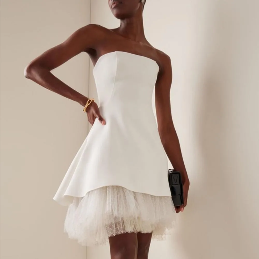 Strapless White Satin Mini Dress A line Women Clothing Ruffled Ball Gown With Zipper Elegant Party Dresses Custom Made Color
Strapless White Satin Mini Dress A line Women Clothing Ruffled Ball Gown With Zipper Elegant Party Dresses Custom Made Color