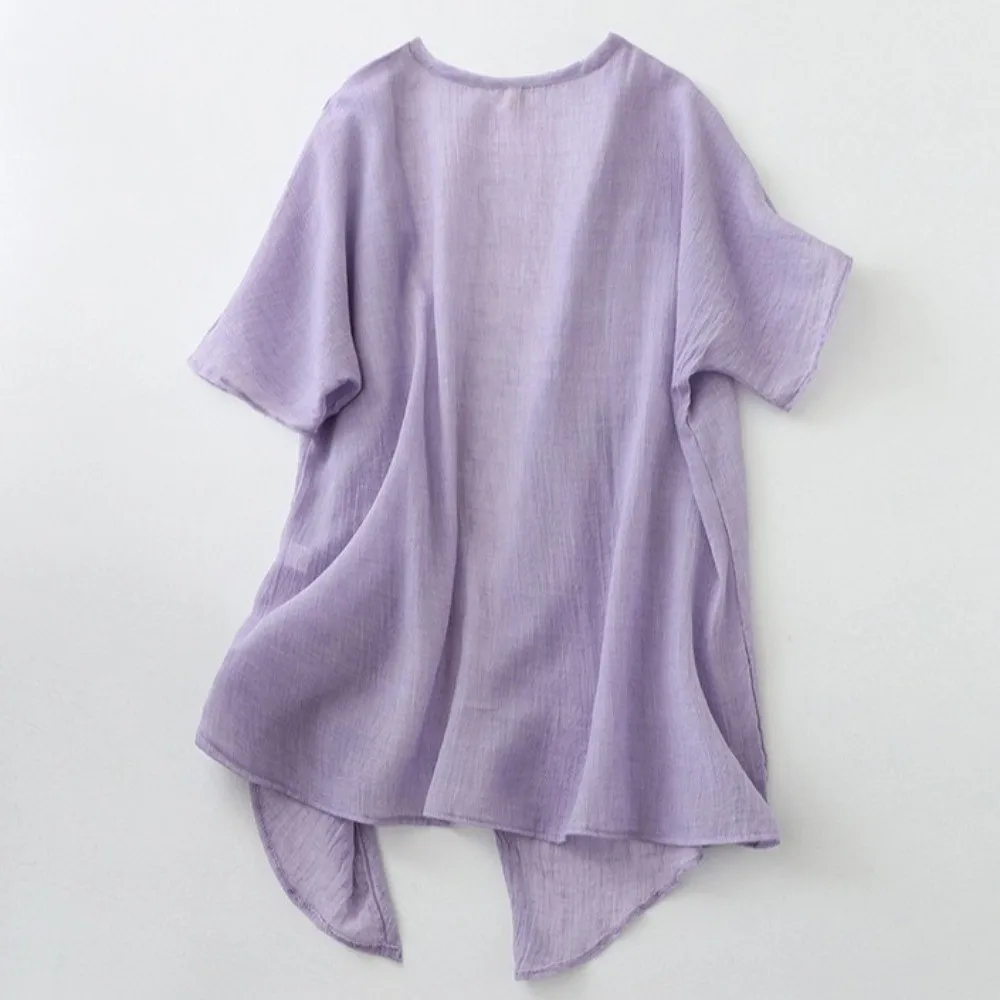Solid Color Short Sleeved Linen Cardigan Loose Front Opening Summer Shirt Sunscreen Cover Simple Beach Top Beach Vacation
Solid Color Short Sleeved Linen Cardigan Loose Front Opening Summer Shirt Sunscreen Cover Simple Beach Top Beach Vacation