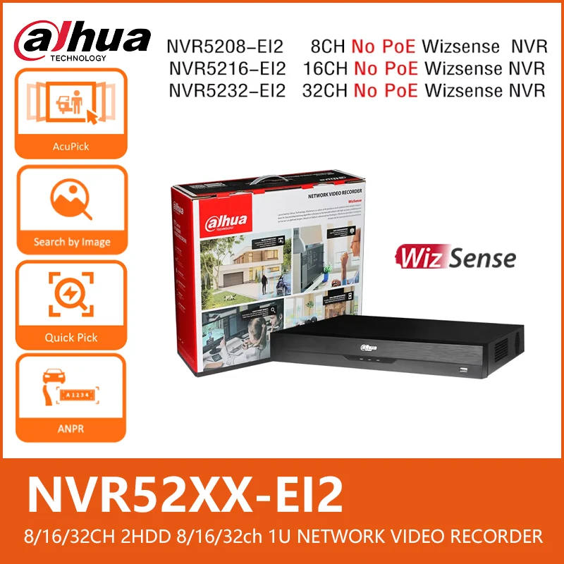 Dahua NVR5208-EI2 NVR5216-EI2 NVR5232-EI2 8/16/32CH 2HDD Wizsense Network Video Recorder NVR CCTV Security System Face Detection
Dahua NVR5208-EI2 NVR5216-EI2 NVR5232-EI2 8/16/32CH 2HDD Wizsense Network Video Recorder NVR CCTV Security System Face Detection