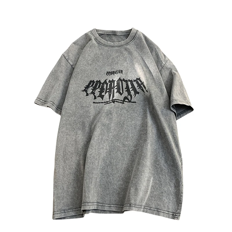 Gothic Street T-Shirt Washed T-shirt Men Letter Printing Loose Tshirt 2025 Summer New Crew Neck Short-sleeve Tee Casual Top
Gothic Street T-Shirt Washed T-shirt Men Letter Printing Loose Tshirt 2025 Summer New Crew Neck Short-sleeve Tee Casual Top