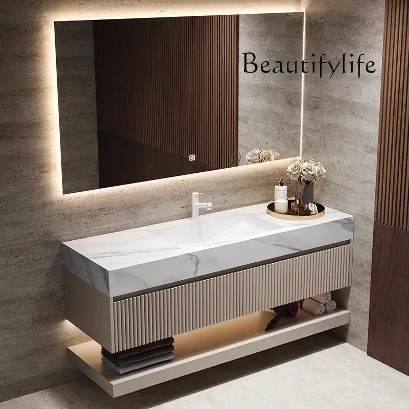 French rock slab hot bending integrated basin oak cabinet combined bathroom washstand designer high sense
French rock slab hot bending integrated basin oak cabinet combined bathroom washstand designer high sense