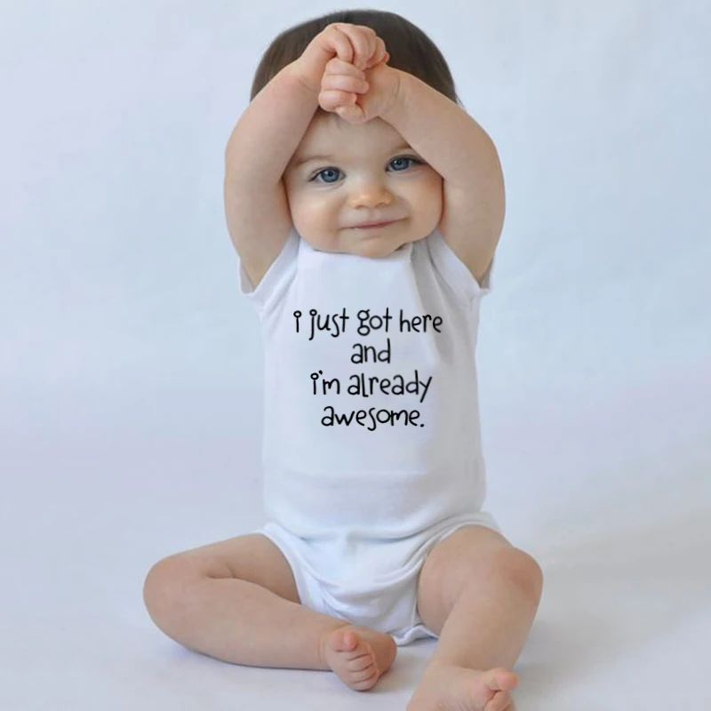 I Just Got Here and I'm Already Awesome Print Funny Newborn Baby Jumpsuit Infant Boys GirlsShort Sleeve Romper Outfit
I Just Got Here and I'm Already Awesome Print Funny Newborn Baby Jumpsuit Infant Boys GirlsShort Sleeve Romper Outfit