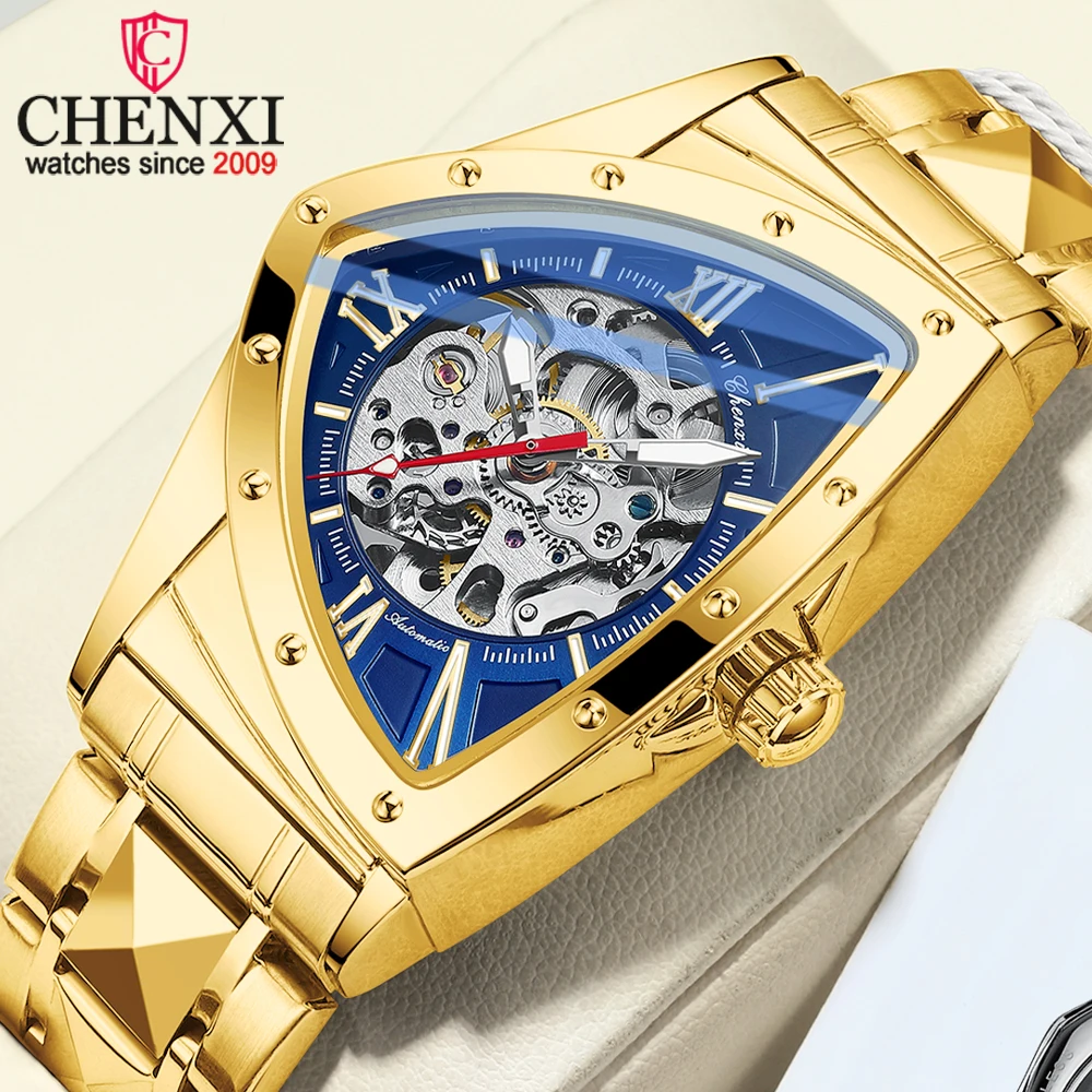 CHENXI мужские роскошные механические часы с золотым ремешком из нержавеющей стали, водонепроницаемые светящиеся автоматические кварцевые деловые наручные часы
CHENXI мужские роскошные механические часы с золотым ремешком из нержавеющей стали, водонепроницаемые светящиеся автоматические кварцевые деловые наручные часы