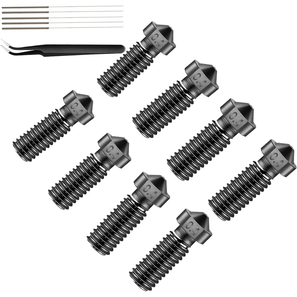 8Pcs Volcano Nozzles 0.4mm 3D Printer Nozzles Set Included 8 Pcs Hardened Steel Nozzles 0.4mm 5Pcs 0.35mm Needles + 1 Tweezers
8Pcs Volcano Nozzles 0.4mm 3D Printer Nozzles Set Included 8 Pcs Hardened Steel Nozzles 0.4mm 5Pcs 0.35mm Needles + 1 Tweezers