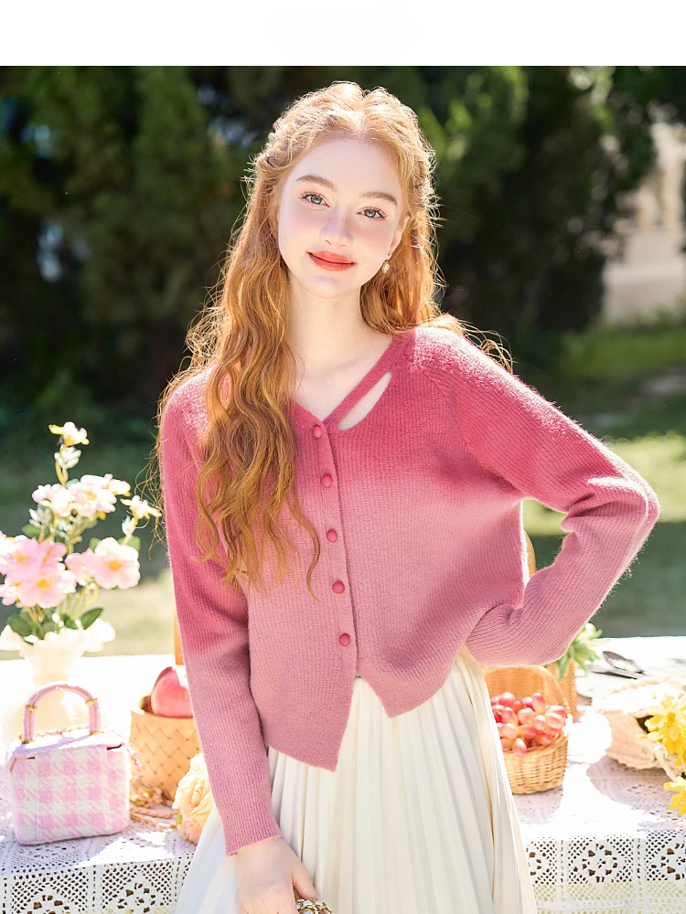 Pullover Sweater V-neck Sweater Women Gradient Red Sweet Outerwear Spring Autumn Short Single Breasted Unique Top Straight Style
Pullover Sweater V-neck Sweater Women Gradient Red Sweet Outerwear Spring Autumn Short Single Breasted Unique Top Straight Style