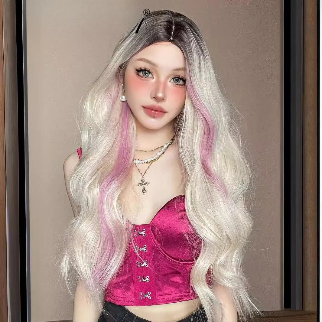 26-Inch Gold Highlight Pink with Black Root Length Curly Hot Silk Fashion Wig Daily Party
26-Inch Gold Highlight Pink with Black Root Length Curly Hot Silk Fashion Wig Daily Party
