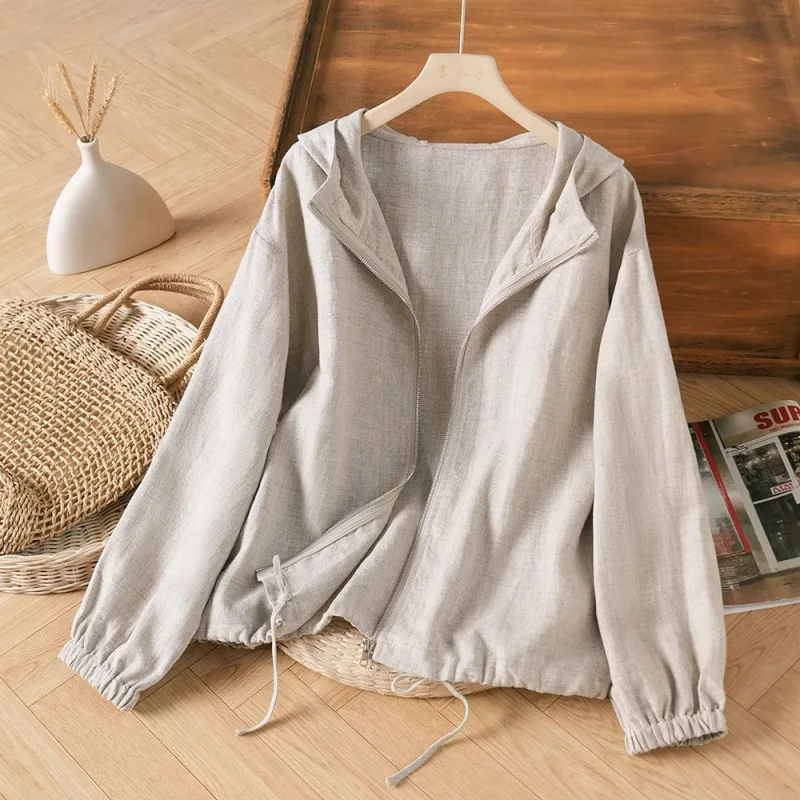 Spring Solid Color Casual Artistic Retro All Match Fashion Zipper Hooded Jacket Bat Sleeve Cover Shirt Anti Roll Top for Women
Spring Solid Color Casual Artistic Retro All Match Fashion Zipper Hooded Jacket Bat Sleeve Cover Shirt Anti Roll Top for Women