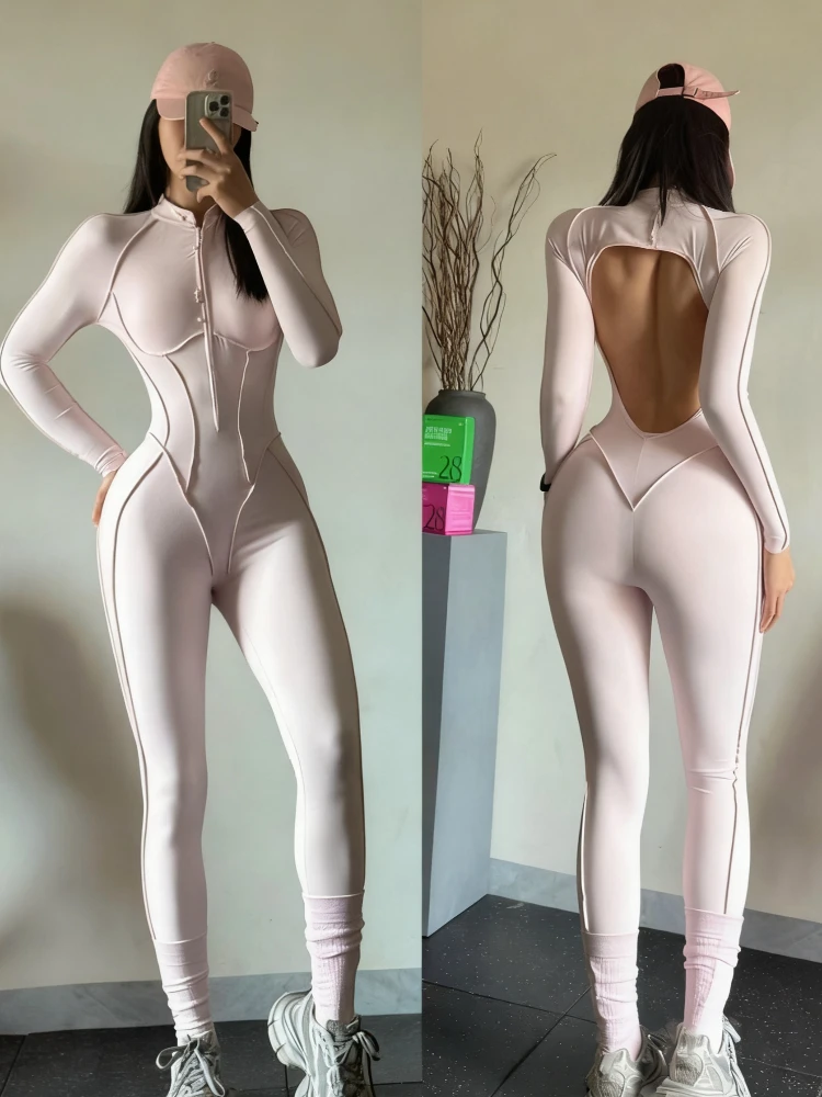 2025 Women's Y2K Slim Fit Active Jumpsuit - Zip Front Open Back Long Sleeve Bodysuit, Sexy Sporty Streetwear for Spring Autumn
2025 Women's Y2K Slim Fit Active Jumpsuit - Zip Front Open Back Long Sleeve Bodysuit, Sexy Sporty Streetwear for Spring Autumn